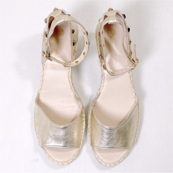 NWOT Eric Michael Women’s Val Wedge Heel Platform Espadrilles Shoes Stud Gold - Picture 2 of 5